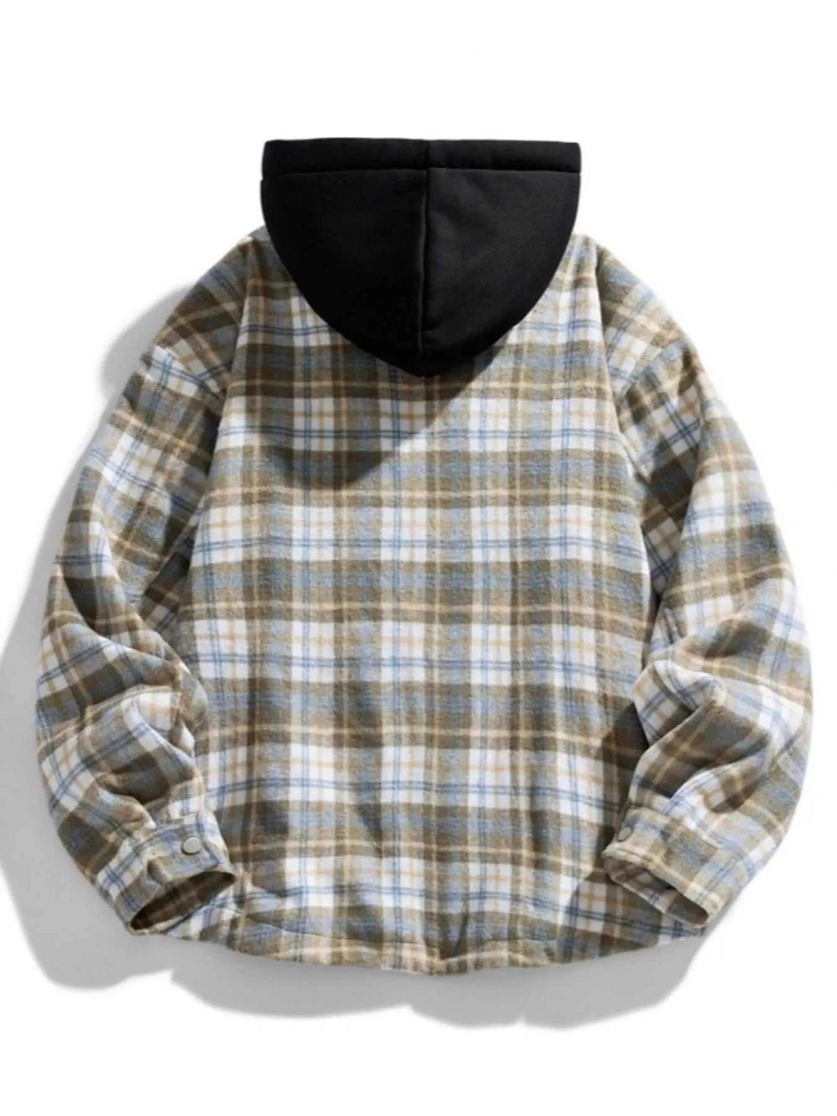 Men's Plus Size Drawstring Hooded Plaid Shirt Jacket 100400334024010 84 Affordable Fashion Under $100 Jerry's Apparel 
