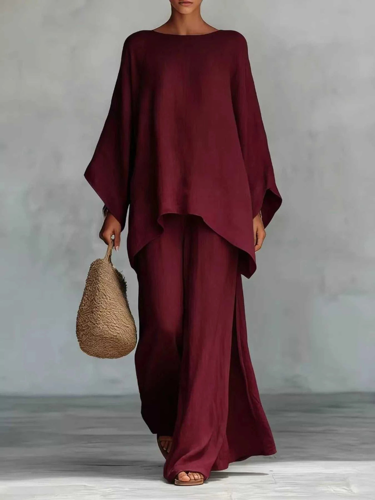 Full Size Round Neck Top and Wide Leg Pants Set Plus Size 100100323252358 37 Affordable Fashion Under $100 Jerry's Apparel 