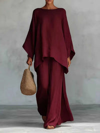 Full Size Round Neck Top and Wide Leg Pants Set Plus Size 100100323252358 37 Affordable Fashion Under $100 Jerry's Apparel 