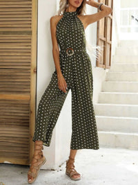 Polka Dot Halter Neck Wide Leg Jumpsuit 100100526983113 42 Affordable Fashion Under $100 Jerry's Apparel 