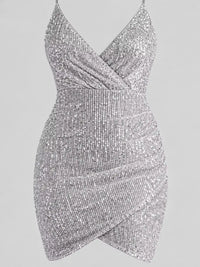 Sequin V-Neck Bodycon Mini Dress 101001903110889 45 Women's Dress Gifts for Her Jerry's Apparel 