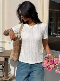 Textured Bow Back Knit T-Shirt 100100804231271 27 Women's T-shirts Affordable Fashion Under $100 Jerry's Apparel 
