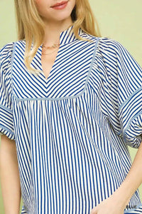 Umgee Striped Puff Sleeve Babydoll Top 100100016861860 45 Affordable Fashion Under $100 Jerry's Apparel 