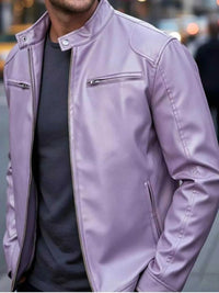 Men's Full Size Faux Leather Bomber Jacket with Zipper Pockets Plus Size 100400798610122 70 Affordable Fashion Under $100 Jerry's Apparel 