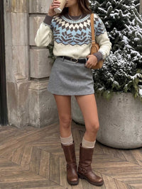 Fair Isle Pattern Round Neck Sweater 101002092682408 55 Affordable Fashion Under $100 Jerry's Apparel 
