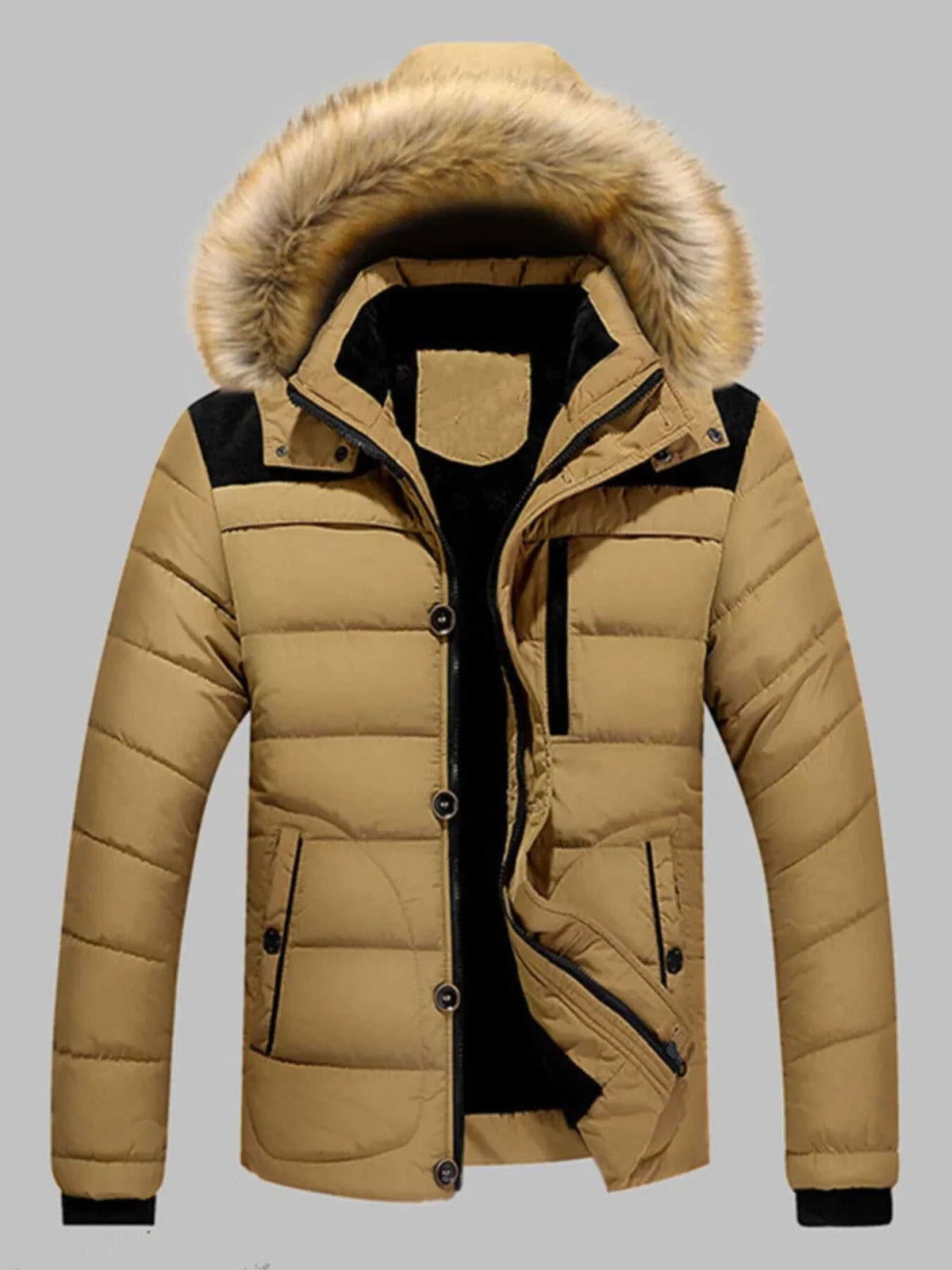 Men's Plus Size Padded Fur Hood Puffer Jacket 100400152368217 96 Affordable Fashion Under $100 Jerry's Apparel 
