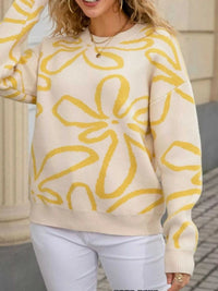 Flower Crew Neck Long Sleeve Sweater 100100780503301 49 Affordable Fashion Under $100 Jerry's Apparel 