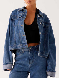 Button Down Cropped Oversized Denim Jacket 100100003789645 47 Affordable Fashion Under $100 Jerry's Apparel 