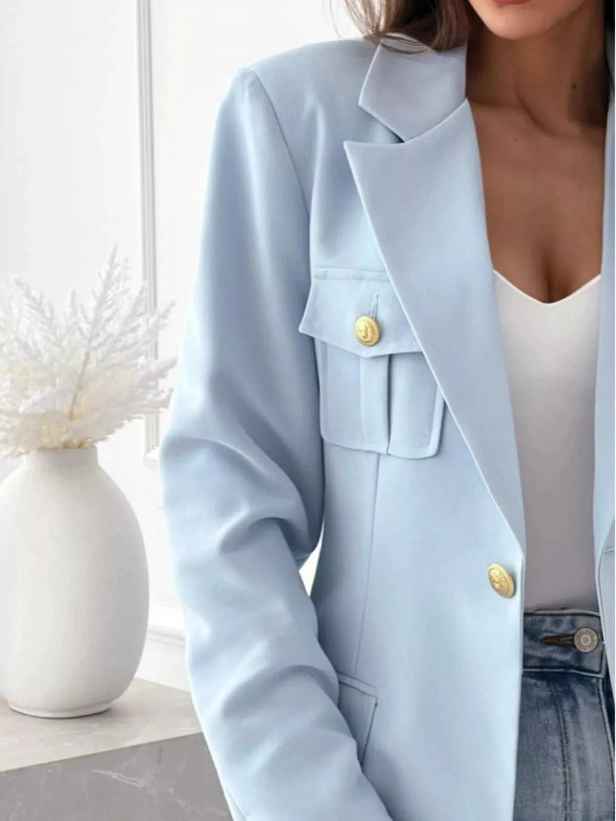 Lapel Collar One Button Blazer 100100419789798 42 Affordable Fashion Under $100 Jerry's Apparel 