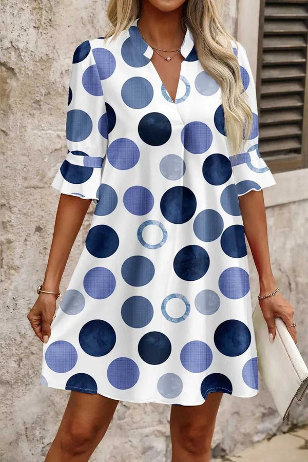 Polka Dot Print Flounced Half Sleeve Casual Vacation Style Mini Dress 100100695841093 43 Affordable Fashion Under $100 Jerry's Apparel 