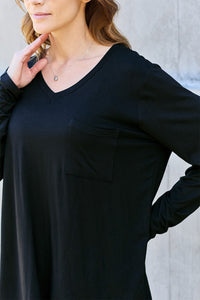 Full Size V-Neck Long Sleeve Top