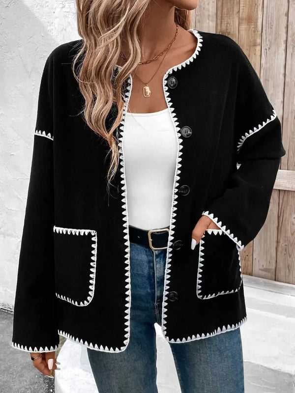 Perfee Pocketed Contrast Button Up Jacket 100100828141074 64 Affordable Fashion Under $100 Jerry's Apparel 