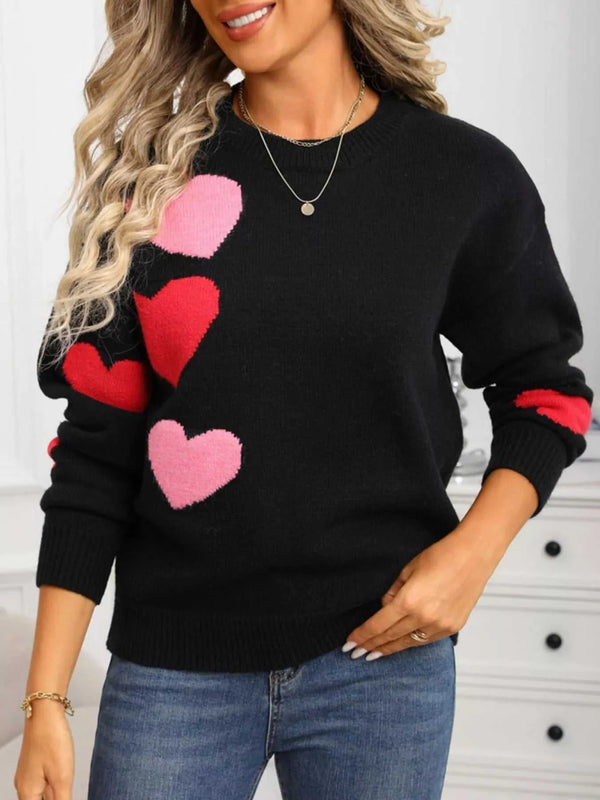 Valentine's Day Heart Pattern Round Neck Sweater 100100644430342 48 Affordable Fashion Under $100 Jerry's Apparel 