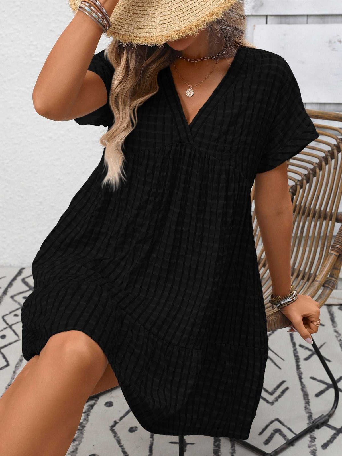 Plaid V-Neck Ruffle Hem Mini Dress 100100856082882 43 Affordable Fashion Under $100 Jerry's Apparel 