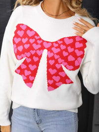 Valentine's Day Heart Bow Round Neck Sweater 100100274618336 49 Affordable Fashion Under $100 Jerry's Apparel 