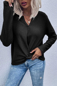 Perfee Twist Front Long Sleeve Waffle Knit Top 100100044696095 26 Affordable Fashion Under $100 Jerry's Apparel 