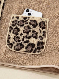 Casual Leopard Print Accent Plush Jacket with Pockets 100100351543106 61 Affordable Fashion Under $100 Jerry's Apparel 