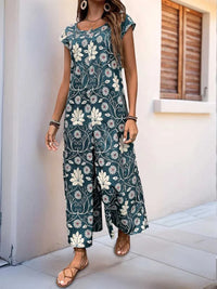 Perfee Printed Round Neck Cap Sleeve Wide Leg Jumpsuit 100100380311019 31 Affordable Fashion Under $100 Jerry's Apparel 
