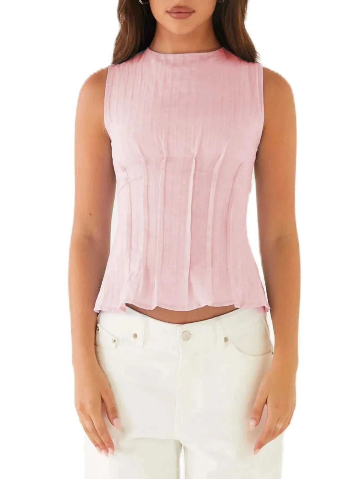 Back Lace Up Sleeveless Top with Cinched Waist Design 100100957854098 34 Affordable Fashion Under $100 Jerry's Apparel 
