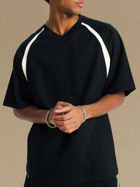 Men's Contrast Round Neck Half Sleeve T-Shirt