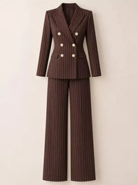 Double-Breasted Pinstripe Blazer and Wide-Leg Pants Set 101001905010997 103 Gifts for Her Jerry's Apparel 
