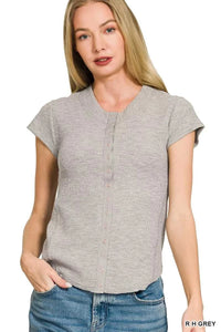 Zenana Double Knit Snap Button Short Sleeve Shirt 100100969541053 24 Affordable Fashion Under $100 Jerry's Apparel 