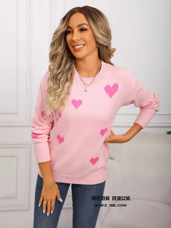 Valentine's Day Heart Print Round Neck Sweater 100100226503110 49 Affordable Fashion Under $100 Jerry's Apparel 