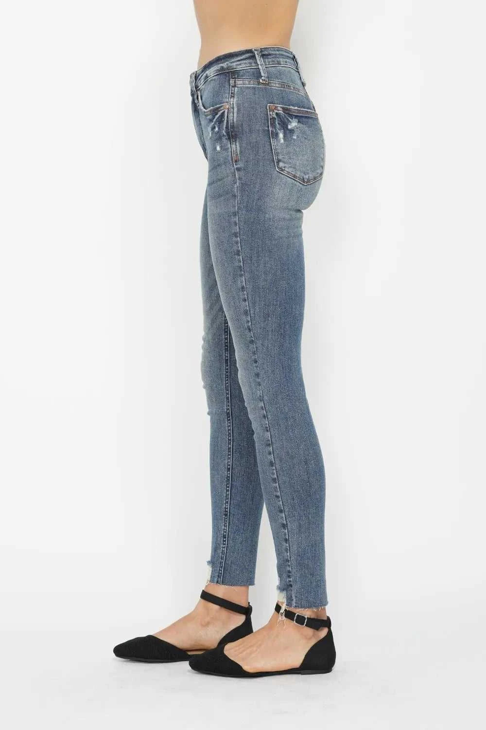 Judy Blue Full Size Tummy Control Vintage Wash Hem Destroy Skinny Jeans 100100882311542 64 Affordable Fashion Under $100 Jerry's Apparel 