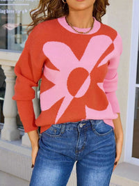 Floral Pattern Color Block Sweater 100100785129013 44 Affordable Fashion Under $100 Jerry's Apparel 