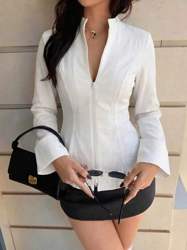 Zip Up Long Sleeve Top 100100367803368 45 Affordable Fashion Under $100 Jerry's Apparel 