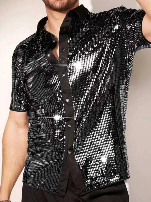 Men's Sequin Button Up Shirt 100400175153420 36 Affordable Fashion Under $100 Jerry's Apparel 