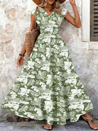 Full Size Printed V-Neck Tiered Maxi Dress Plus Size 100100096069770 30 Affordable Fashion Under $100 Jerry's Apparel 