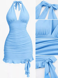 Ruched Halter Neck Bodycon Mini Dress 101001241020171 35 Gifts for Her Jerry's Apparel 