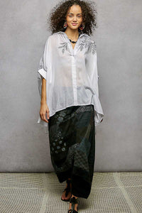POL Button Down Embroidered Floral High-Low Hem Shirt 100100387921484 45 Affordable Fashion Under $100 Jerry's Apparel 