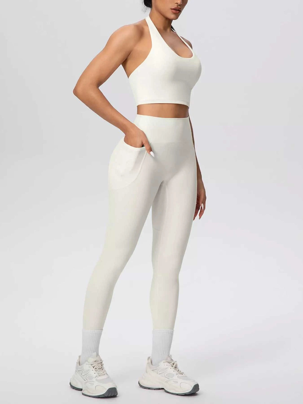 Halter Neck Crop Top and High-Waisted Leggings Active Set 101006684139191 85 Affordable Fashion Under $100 Jerry's Apparel 