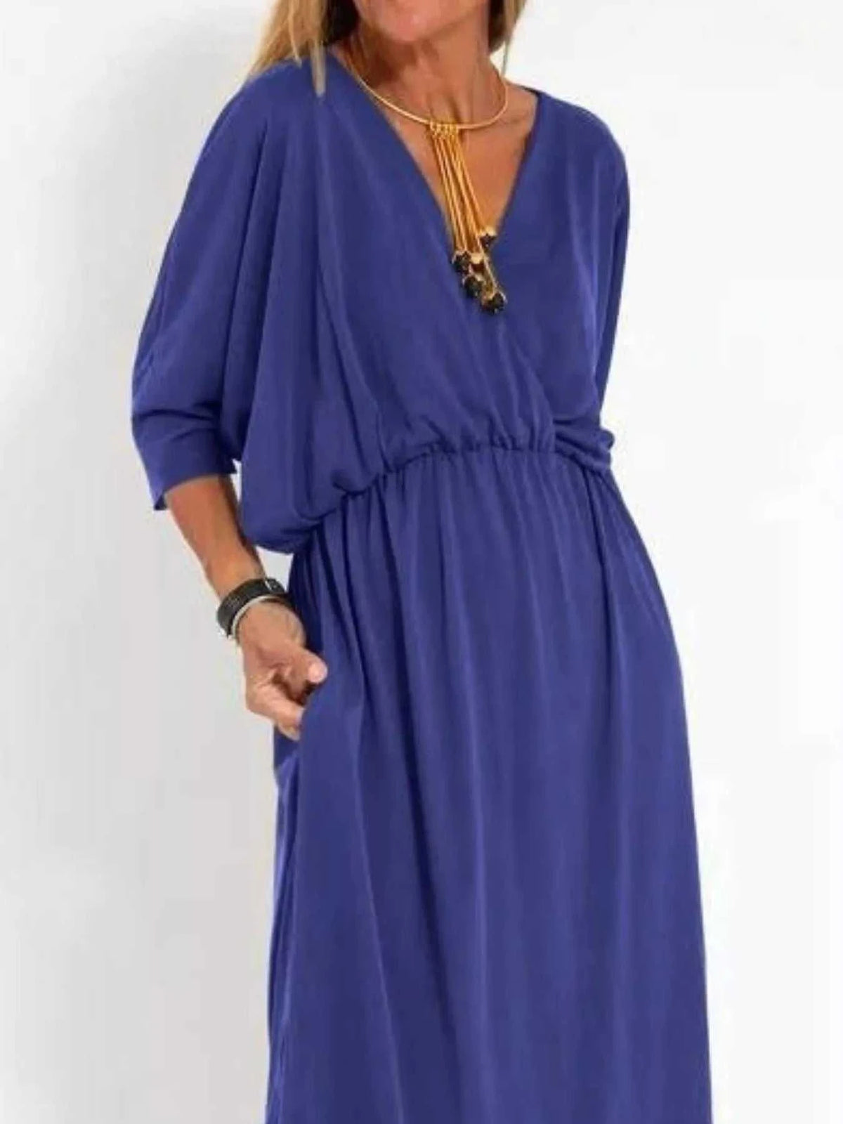 Full Size V-Neck Batwing Sleeve Maxi Dress with Side Slits Plus Size 100100963539918 27 Affordable Fashion Under $100 Jerry's Apparel 