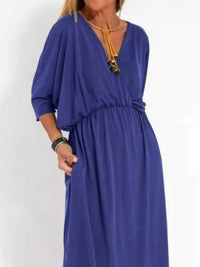 Full Size V-Neck Batwing Sleeve Maxi Dress with Side Slits Plus Size 100100963539918 27 Affordable Fashion Under $100 Jerry's Apparel 