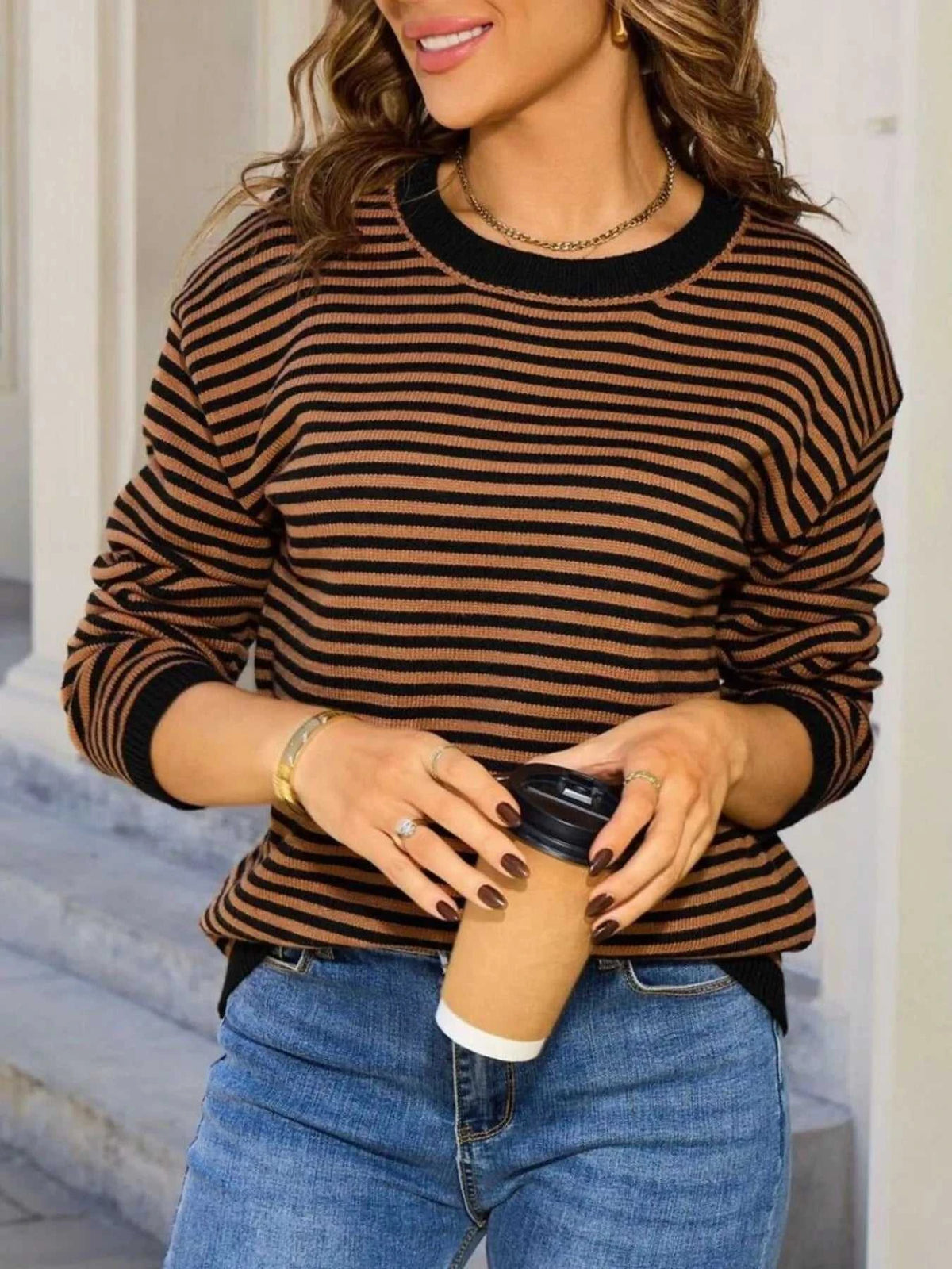Striped Round Neck Sweater 100100080284743 49 Affordable Fashion Under $100 Jerry's Apparel 