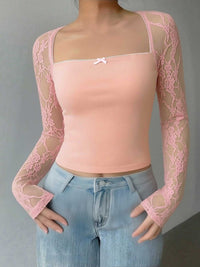 Lace Sleeve Square Neck Top 100100704791360 18 Affordable Fashion Under $100 Jerry's Apparel 