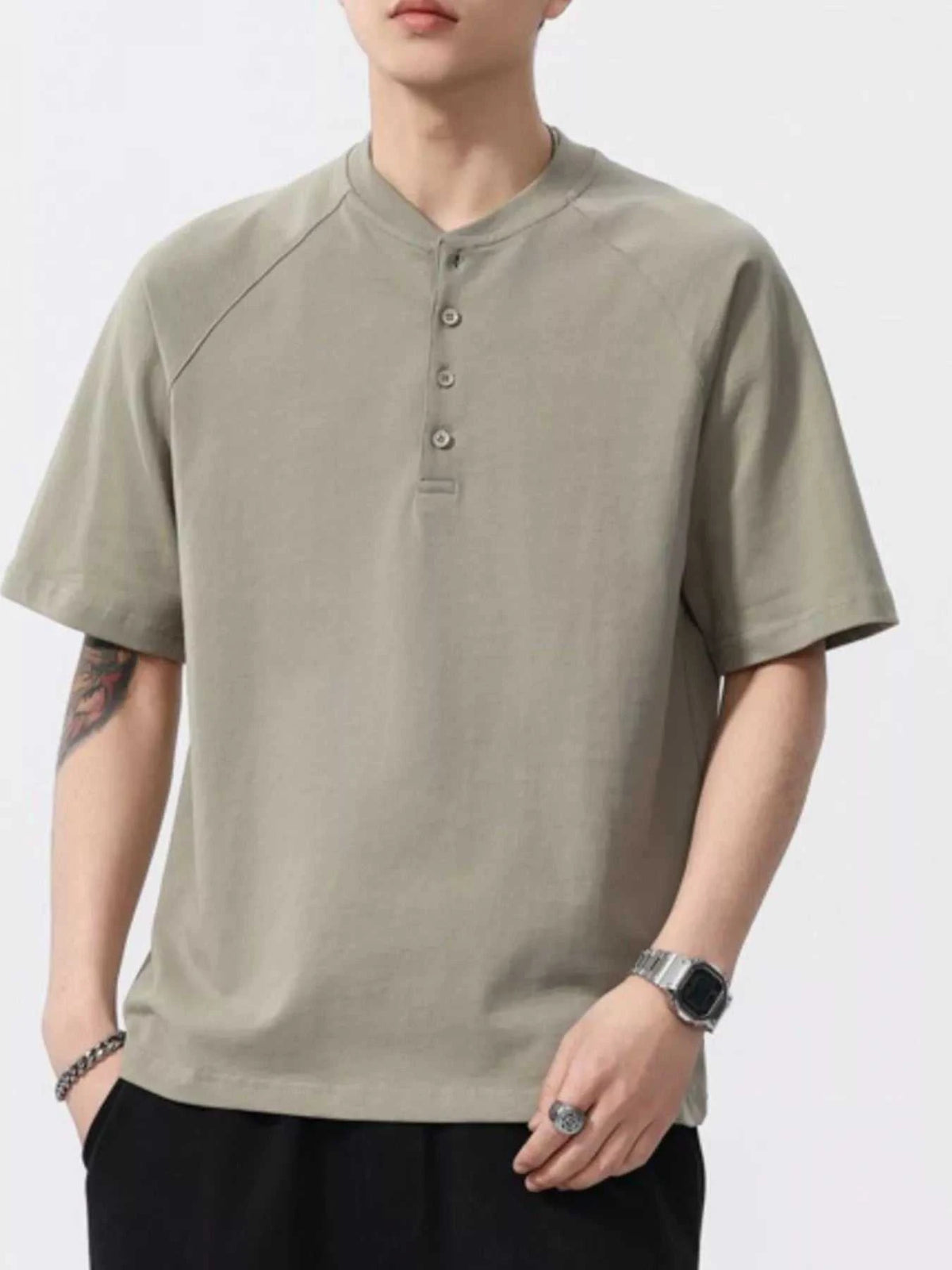 Men's Full Size Button Detail Short Sleeve T-Shirt Plus Size 100400351224644 56 Affordable Fashion Under $100 Jerry's Apparel 