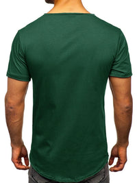 Men's V-Neck Henley Polo T-Shirt