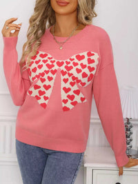 Valentine's Day Heart Bow Round Neck Sweater 100100274618336 49 Affordable Fashion Under $100 Jerry's Apparel 