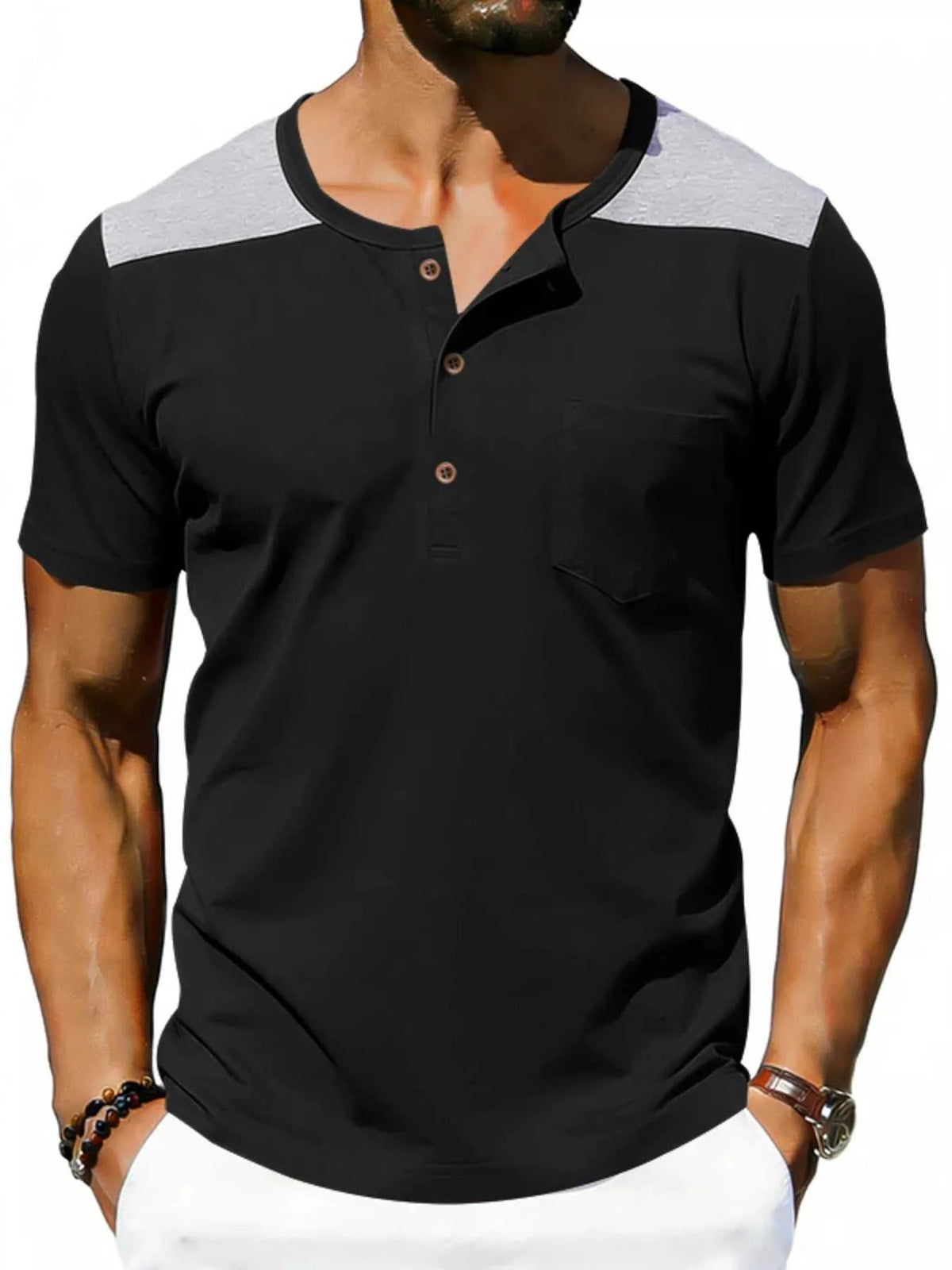 Men's Full Size Casual Henley T-Shirt with Pocket Plus Size 100400796832194 23 Affordable Fashion Under $100 Jerry's Apparel 