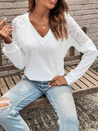 Lace Detail V-Neck Long Sleeve Top 100100169274318 28 Affordable Fashion Under $100 Jerry's Apparel 