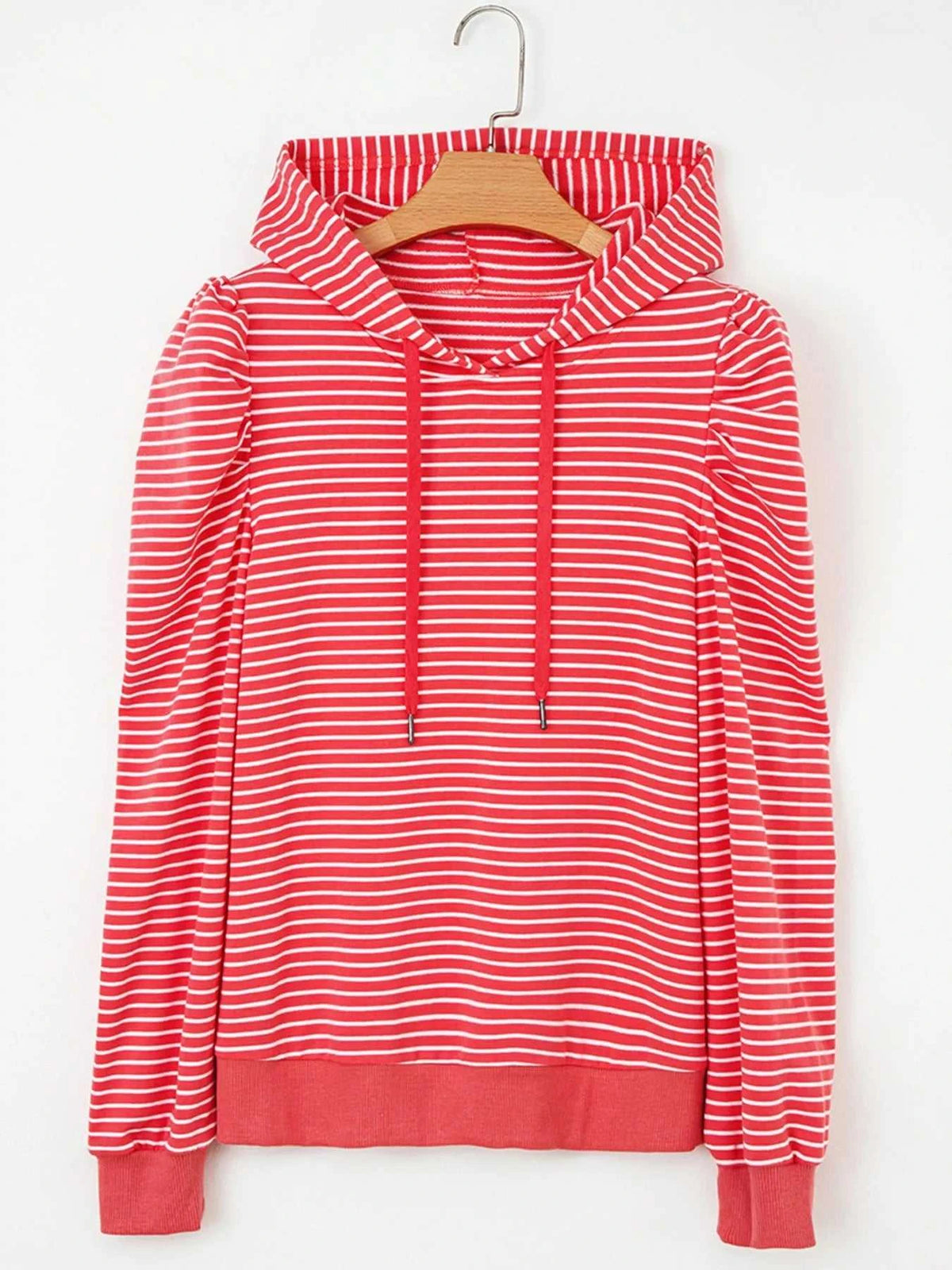 Striped Puff Sleeve Hoodie with Drawstring 100100531994903 47 Affordable Fashion Under $100 Jerry's Apparel 