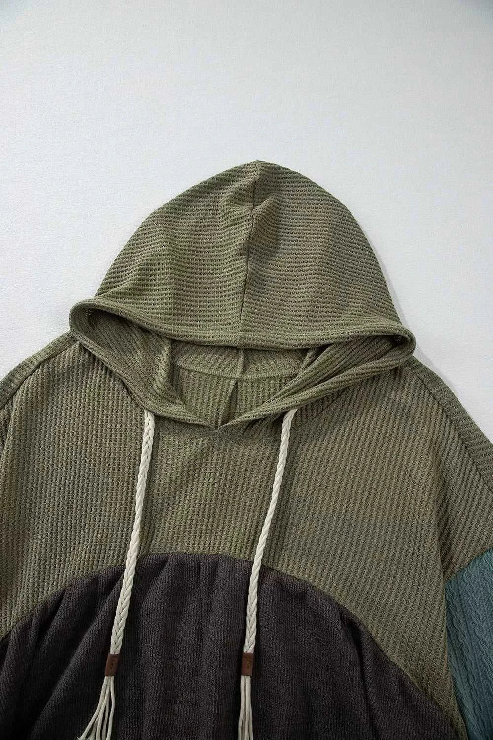 Color Block Waffle Knit Raw Hem Hoodie 100100959651354 43 Affordable Fashion Under $100 Jerry's Apparel 