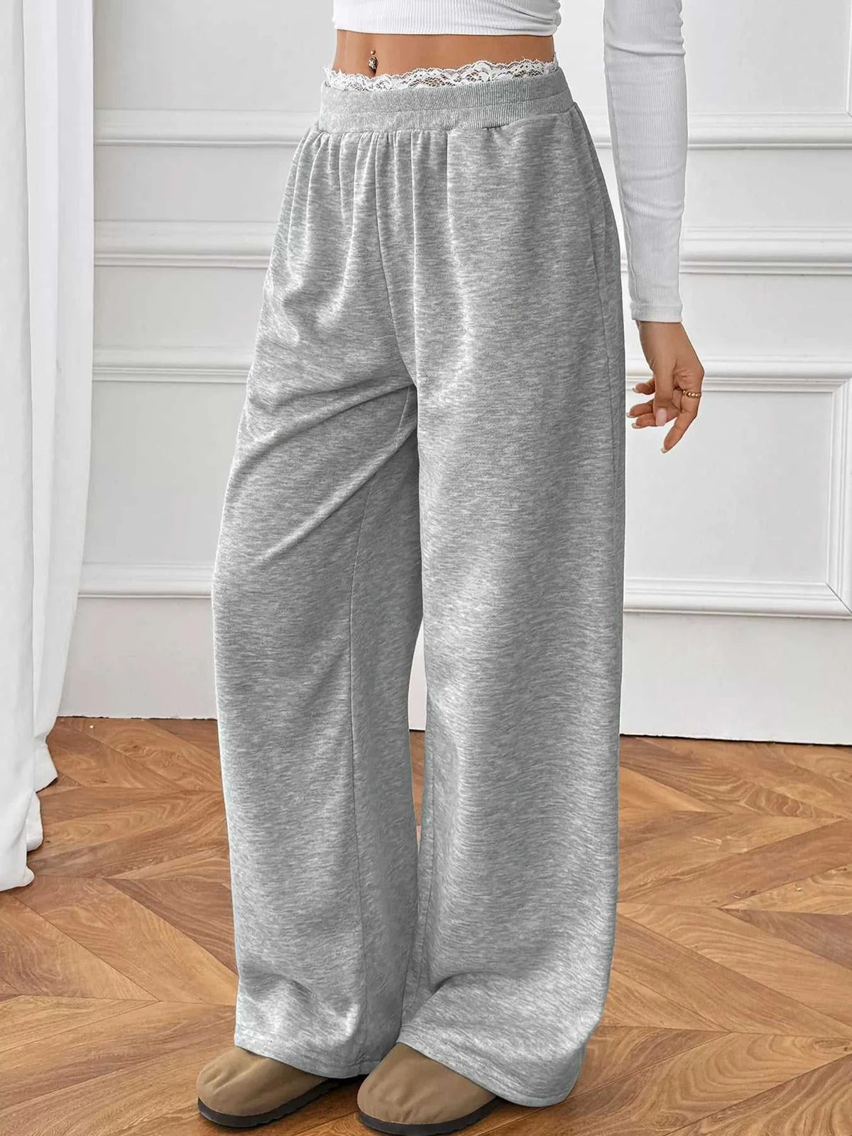 Lace Detail Wide Leg Casual Pants 100100750566333 33 Affordable Fashion Under $100 Jerry's Apparel 