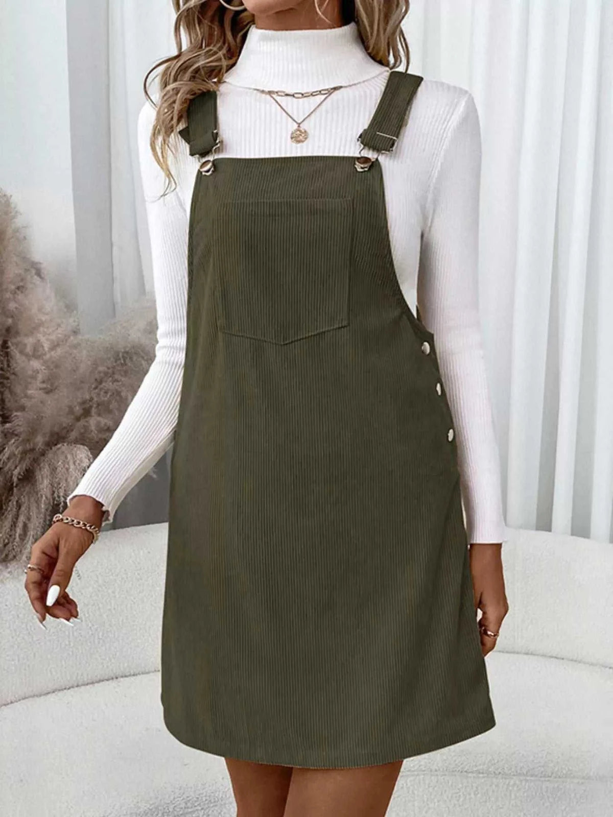 Corduroy Overall Mini Dress with Adjustable Straps 100100699171576 52 Affordable Fashion Under $100 Jerry's Apparel 