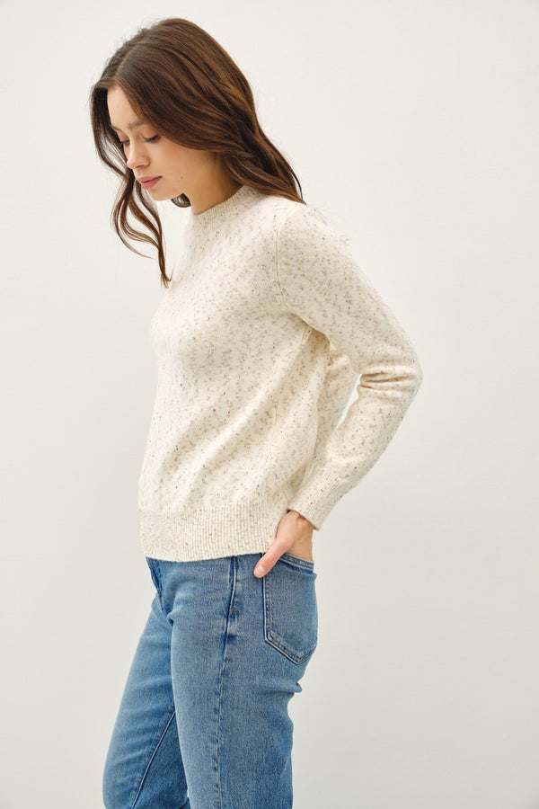 Be Cool Heathered Round Neck Long Sleeve Sweater