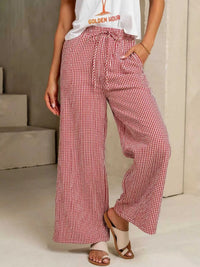 Gingham Print Wide Leg Casual Pants 100100684069548 30 Affordable Fashion Under $100 Jerry's Apparel 